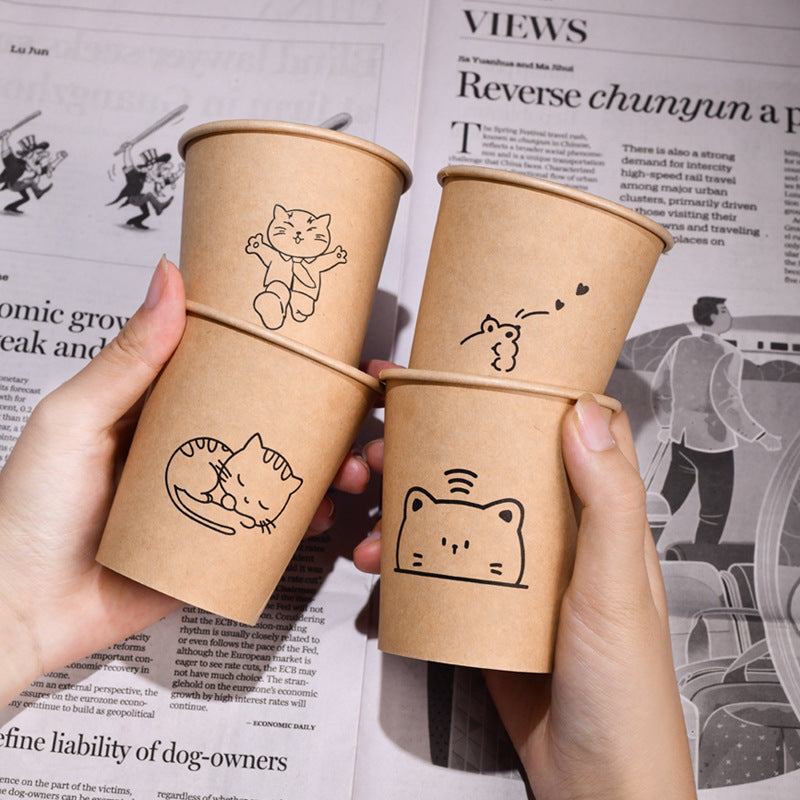 Ins Style Simple Disposable Paper Cup 250ml Large Capacity Household Thickened Tea Cup Wholesale Coffee Cup