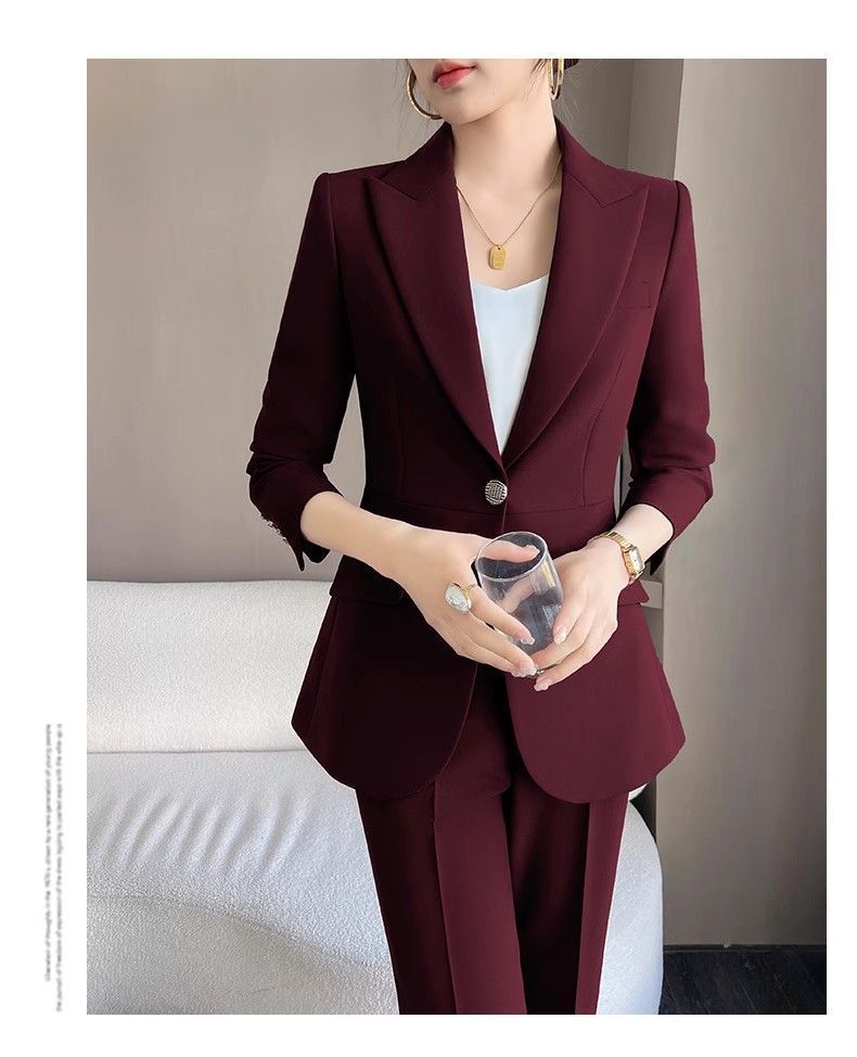 Fashionable Ancora Red Suit Suit Women's 2025 Autumn New Commuting Professional Work Clothes Slim Suit Two-Piece Set