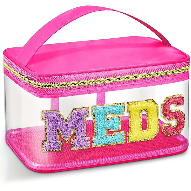 Amazon embroidery storage bag cross-border PVC transparent letters cosmetic bag travel wash bag large capacity cosmetic bag