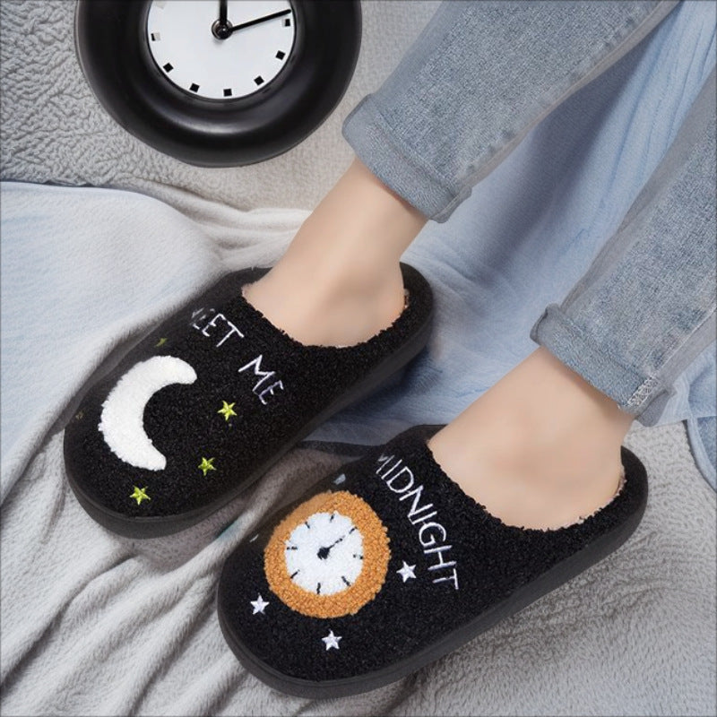 Indoor Furry Slippers for Autumn and Winter, Warm and Non-Slip Tpr Couple Slippers for Men and Women, Cartoon Cotton Slippers for Couples