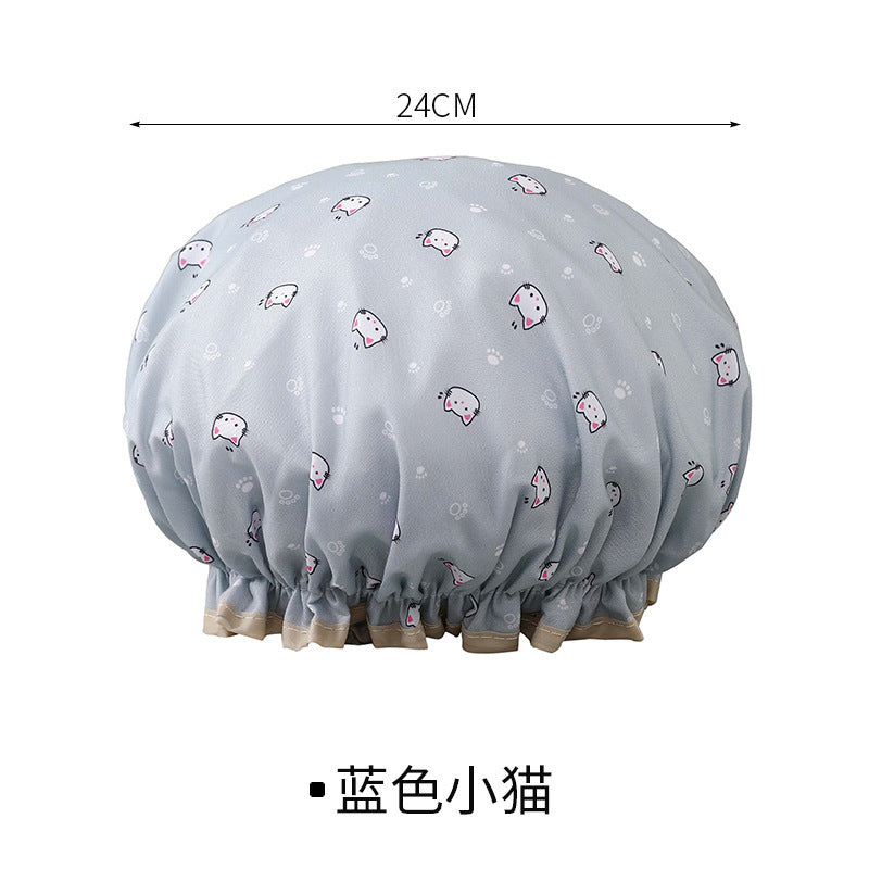 Double-layer shower cap waterproof shower head set household women's summer shower cap hair set kitchen anti-oil smoke film special wholesale