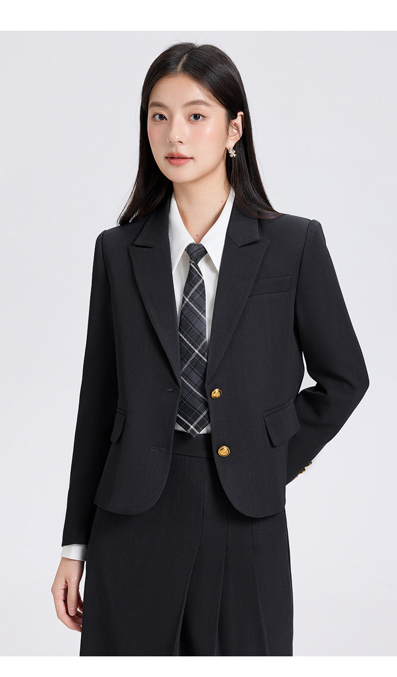 Cross-Border Gray Blazer for Women, New Spring and Autumn Professional Formal Suit, Short Blazer for College Students, High-End Feel