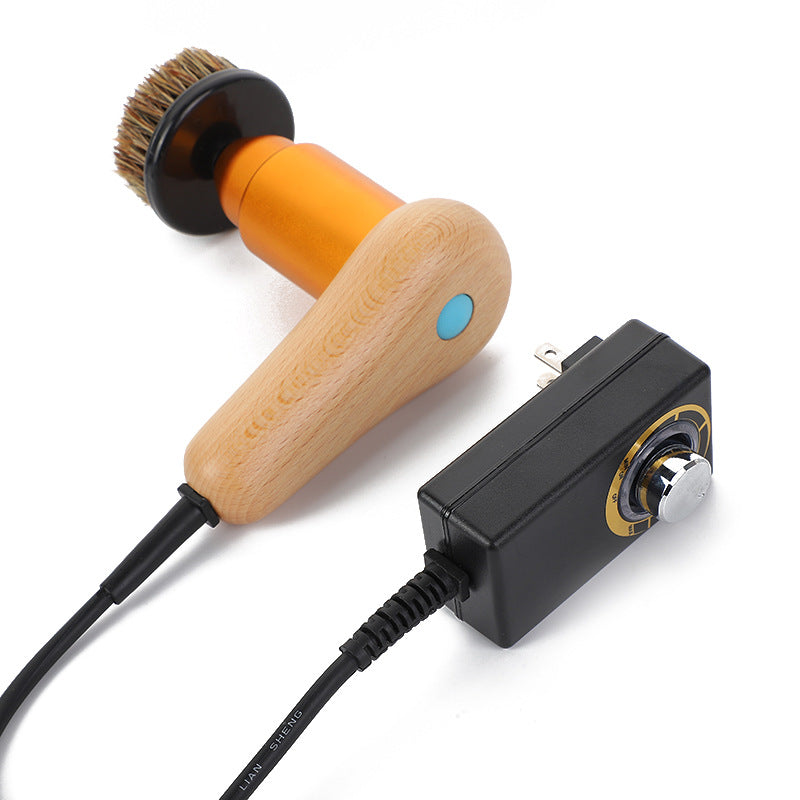 Plug-In Electric Shoe Polisher with Wooden Handle, Portable Electric Shoe Brush, Cross-Border Manufacturer Direct Supply