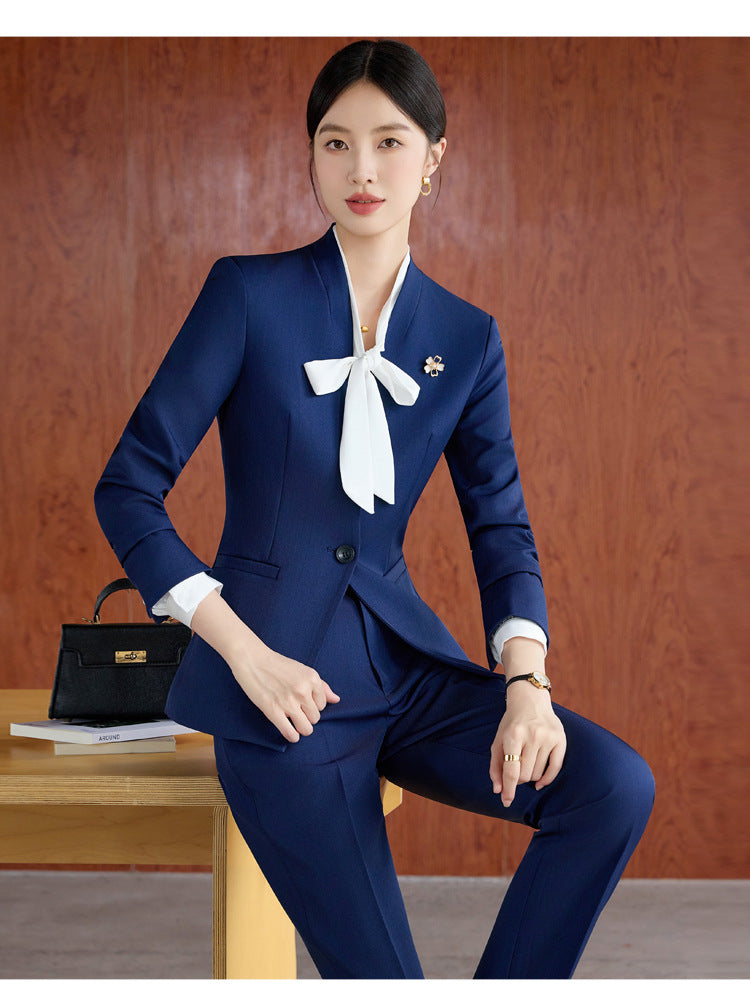 High-End Spring & Fall Hotel Front Desk Professional Wear Long-Sleeved Sales Department Reception 4S Store Sales Consultant Fashion Suit Suit