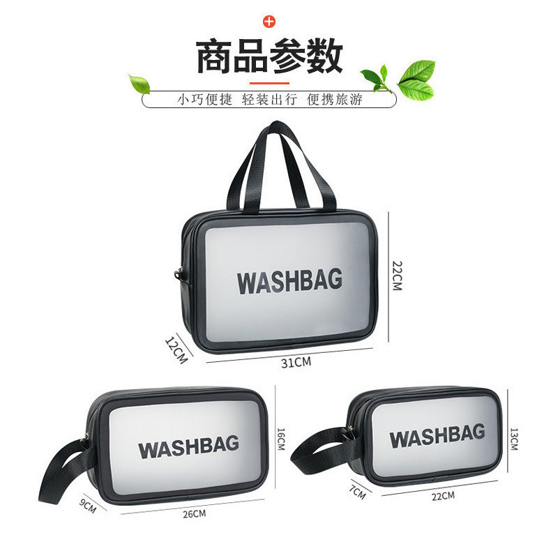 New Transparent Frosted Three-Piece Cosmetic Bag Cross-Border Travel Toiletry Bag Multi-Functional Skin Care Product Storage Bag Wholesale