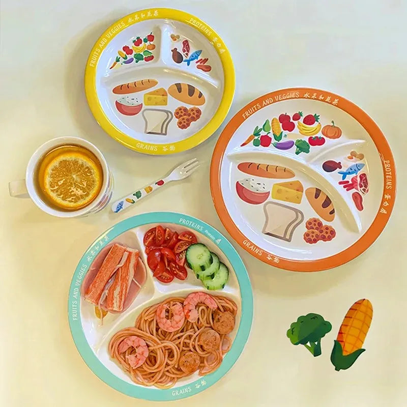 Household Portion-Controlled Food Serving Dishes for Adults, Nutritious Bowls and Plates with Three or Four Compartments, Single-Serving Breakfast Plates