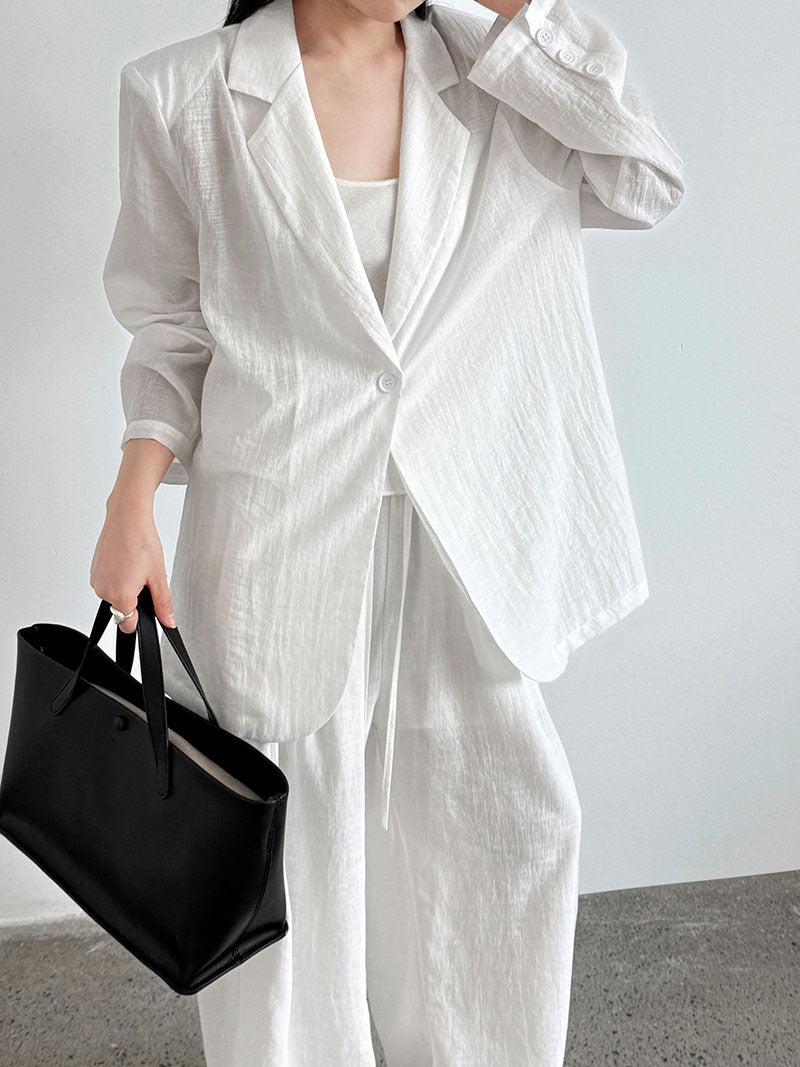 Imitation Linen~Japanese Style Casual One-Button Suit Jacket for Women Summer New Style Light Sun Protection Outer Top 3577