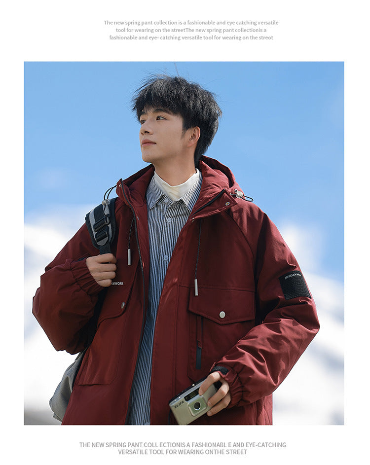 Woodpecker Assault down Cotton Jacket Men's Winter Thickeneded Warm Work Jacket Cotton Jacket New Hooded Winter Jacket