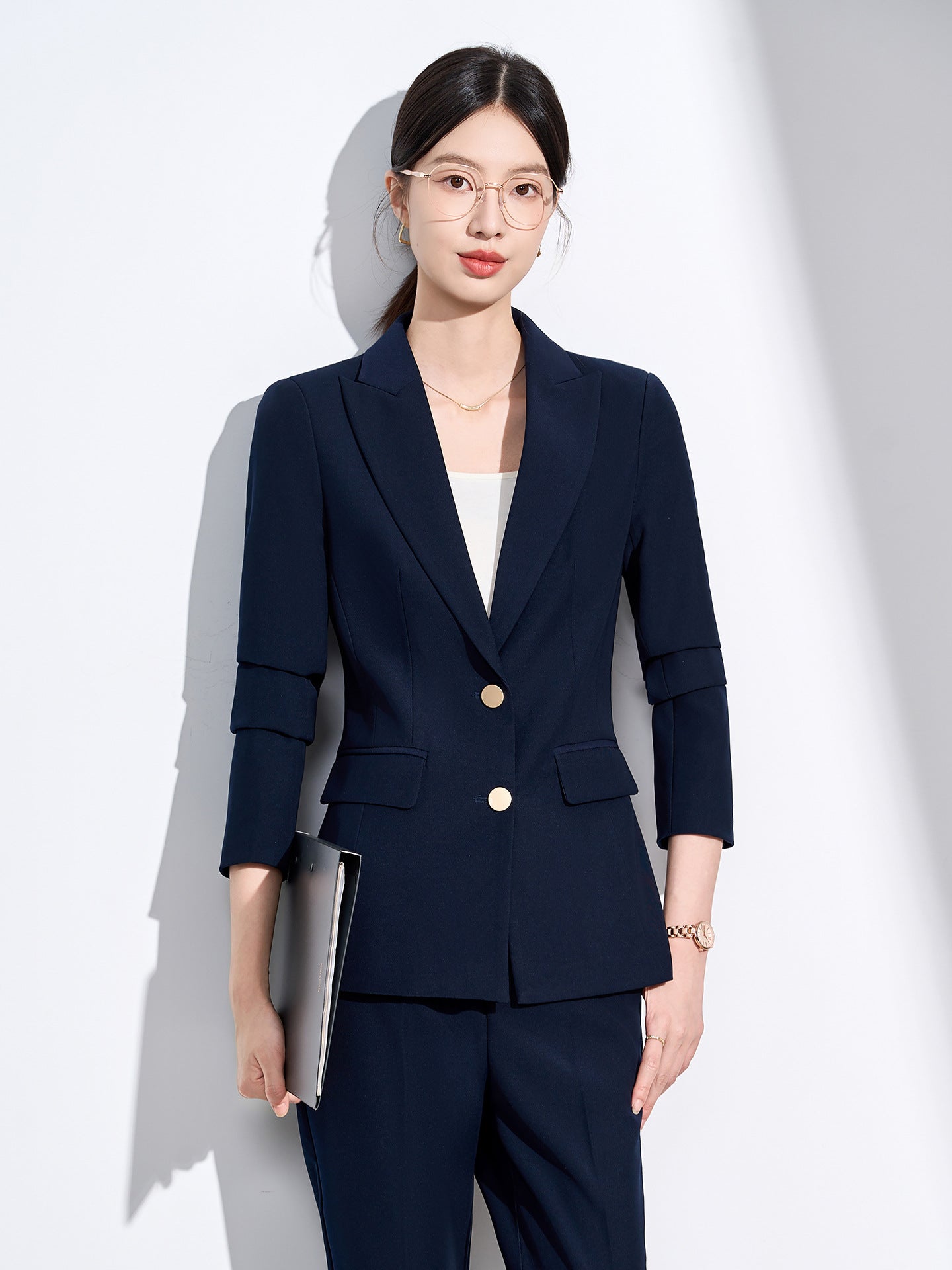 Cross-Border Beige Suit Set for Women, New Versatile Fashion High-End Professional Attire for Petite Figures, Formal Occasion Blazer