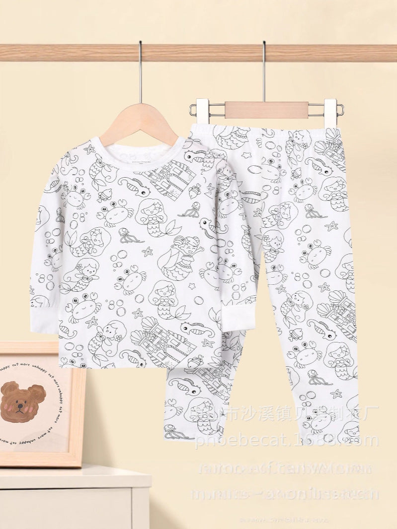 Foreign Trade Independent Stand Pull-Up Cotton Girls Sketch Coloring Comfortable Kidsren's Set Fun DIY Hand-Painted Class a Graffiti