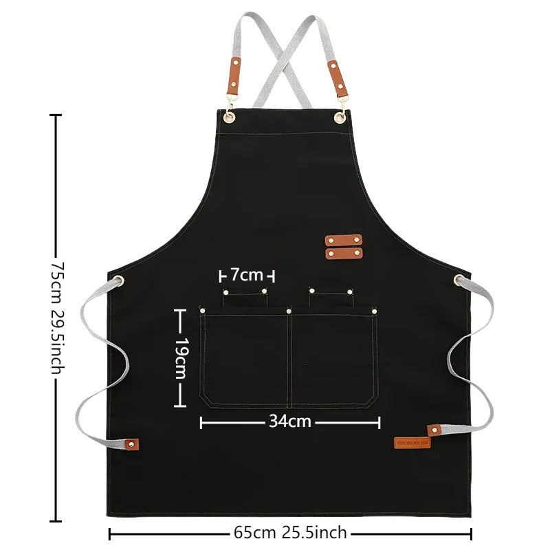 Mengniu Internet Celebrity Cross-Border Waterproof and Oil-Proof Canvas Suspenders Catering Kitchen Home Work Apron Custom Logo Printing
