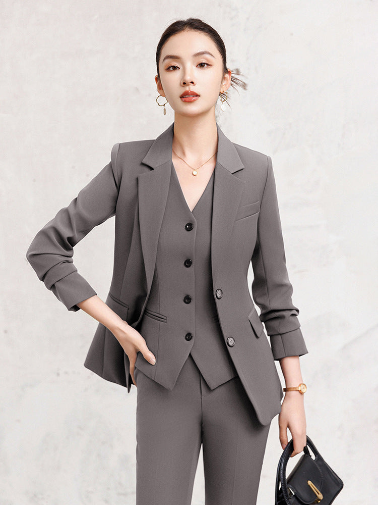 Cross-Border Red Hostess Suit Set for Women, Formal Attire for Broadcast Art Exams, Speech Competitions, Interviews, and News Anchor On-Camera Appearance