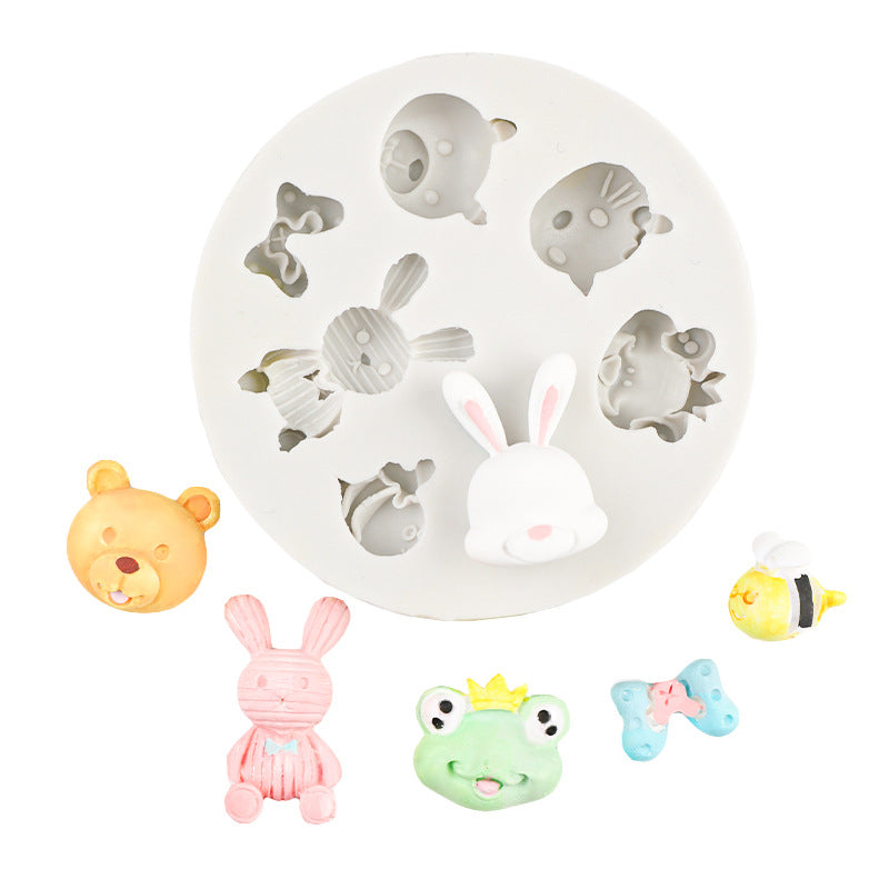 Cute Bear Frog Shape Small Animal Silicone Mold Love Star Cartoon Chocolate Gel Gypsum Decoration