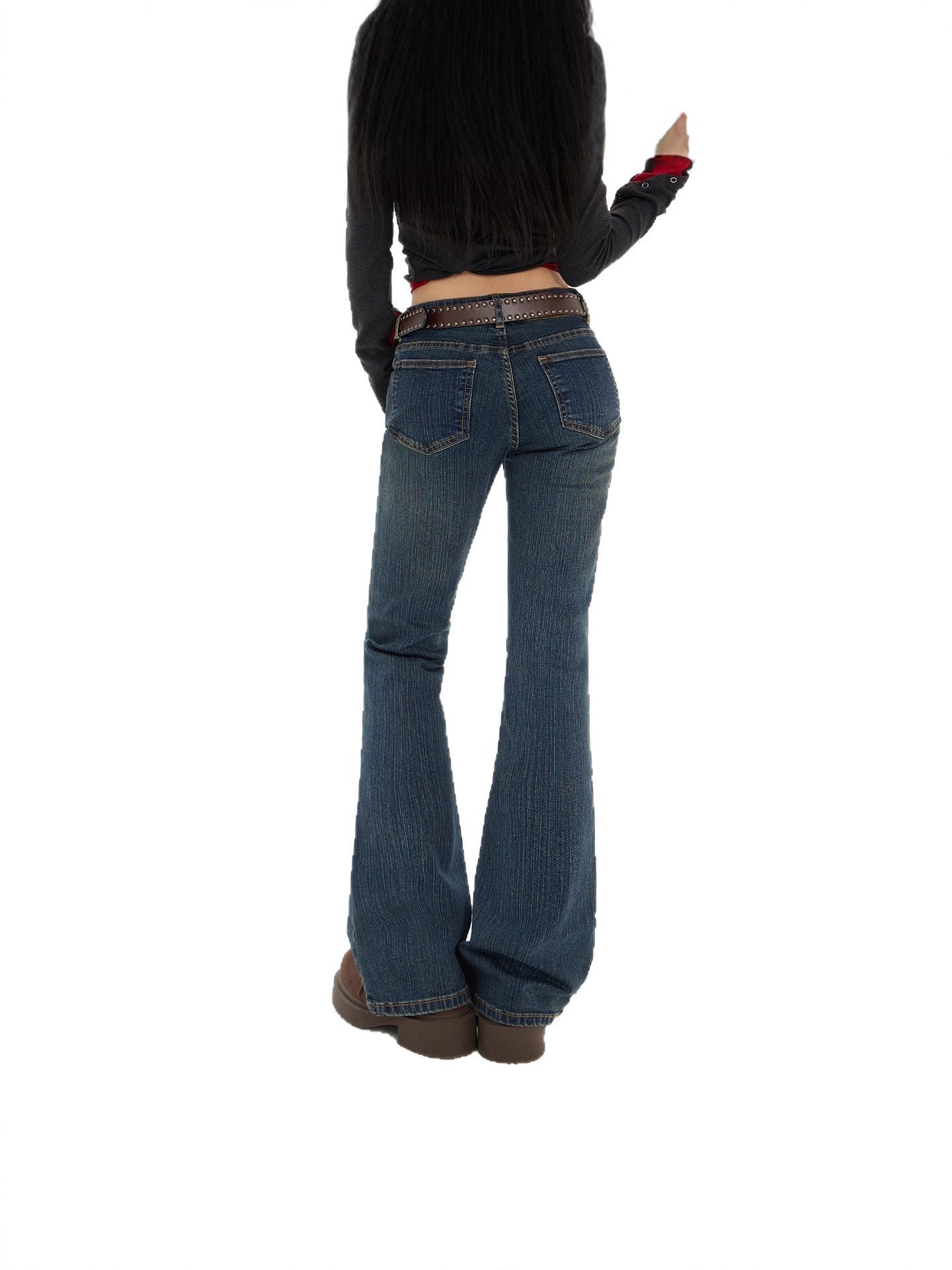 American Hot Girl Low-Waist Bootcut Jeans for Women 2025 Autum New Slim Fit Elastic Slimming Look Horseshoe Flared Pants