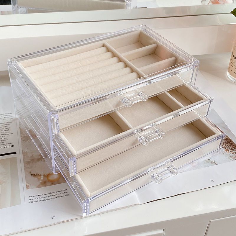 Jewelry Box Storage Box Desktop Anti-Oxidation Earrings Necklace Ring Hairpin Display Stand High-End Hand Jewelry Box
