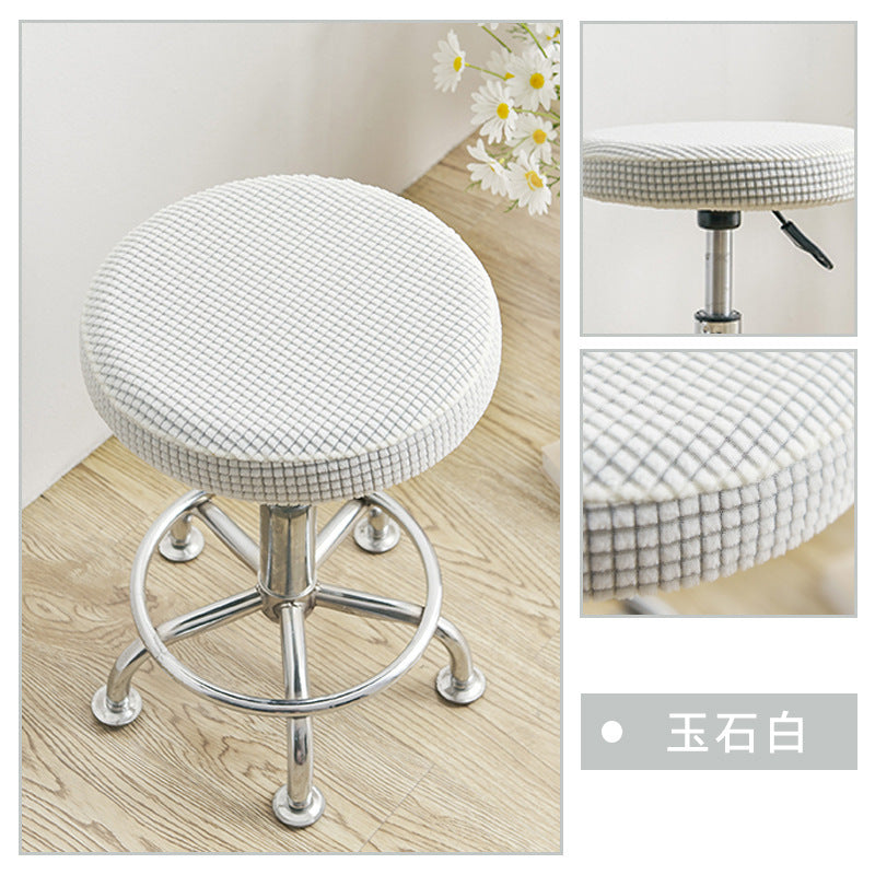 Universal Simple Round Stool Cover, Fully Enclosed, Dustproof, Non-Slip, Fleece Bar Stool Cover for Beauty Salon Swivel Chair Cushion