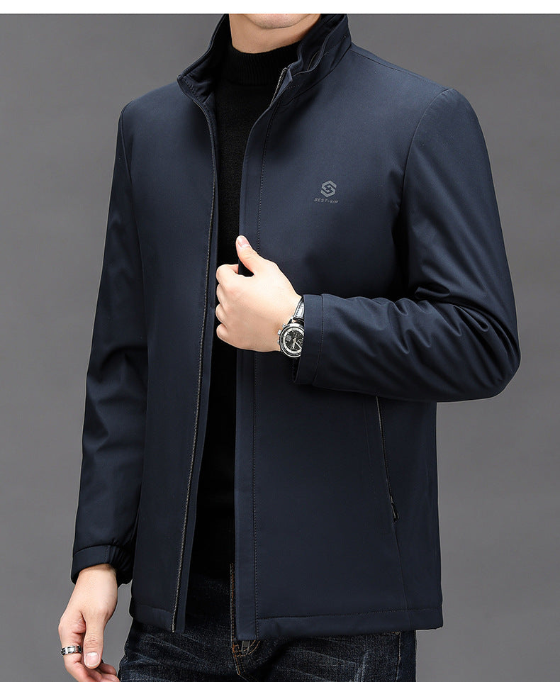 2024 Winter Hooded Business Cotton-padded Coat Men's Cotton-padded Coat New Thickened Warm Trendy Brand Casual Silk Cotton-padded Coat Jacket