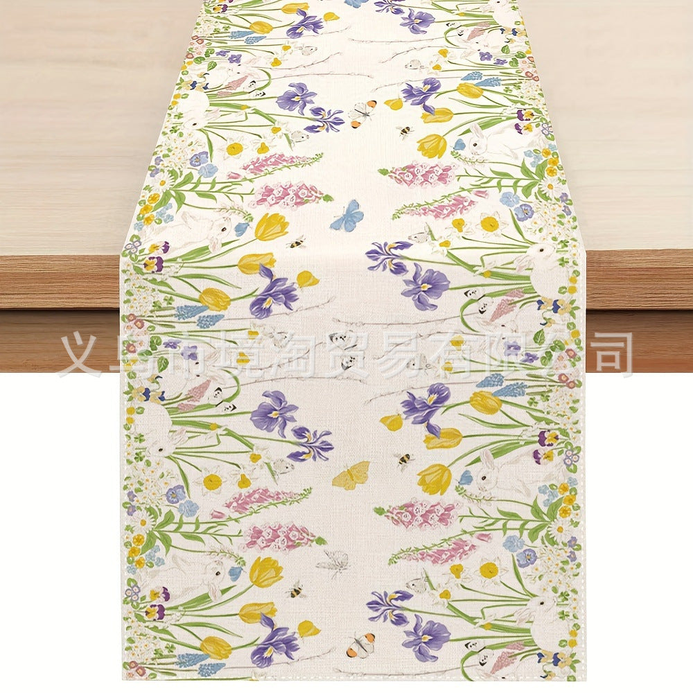 Linen Table Runner Pastoral Flower Lemon Summer Home Dining Table Outdoor Decoration Printed Tablecloth Table Runner