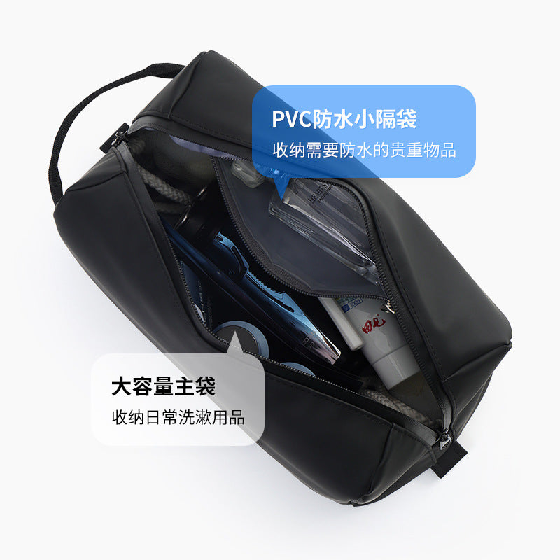 Leather Swimming Storage Bag Wet and Dry Separate Bag Men's Waterproof Portable Double-Layer Handbag Storage Bag Swimming Equipment