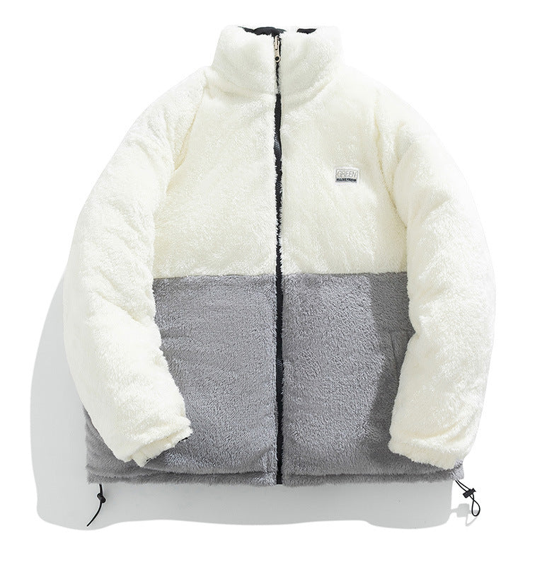 Men's Winter New Cotton Coat with Lamb Fleece, Thickened Couple's Stand Collar Casual Trendy Cotton Jacket Manufacturer