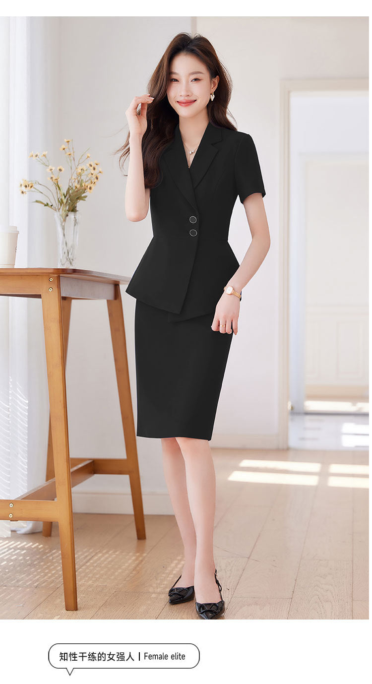 Short-Sleeved Suit Women's Summer 2025 New Classy Formal Hotel Jewelry Front Desk Professional Elegant Work Clothes