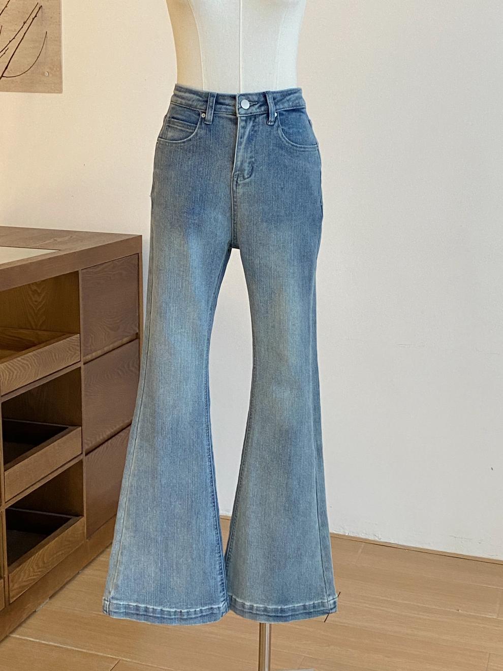 Korean 2025 Autumn New Women's Ins Blogger's Own Hip-Enhancing Slimming Look Bootcut Jeans Retro Slim Pants