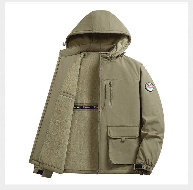 Cross-Border [M-8Xl] Cross-Border Large Size Men's Jacket Autumn and Winter New Casual Middle-Aged Men's Jacket Fleece-Lined