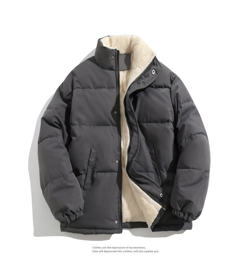 Cross-border Winter New Men's Loose Collar fleece-lined Cotton-padded Clothes Korean Style Youth Fashion Trendy Casual Cotton-padded Jacket