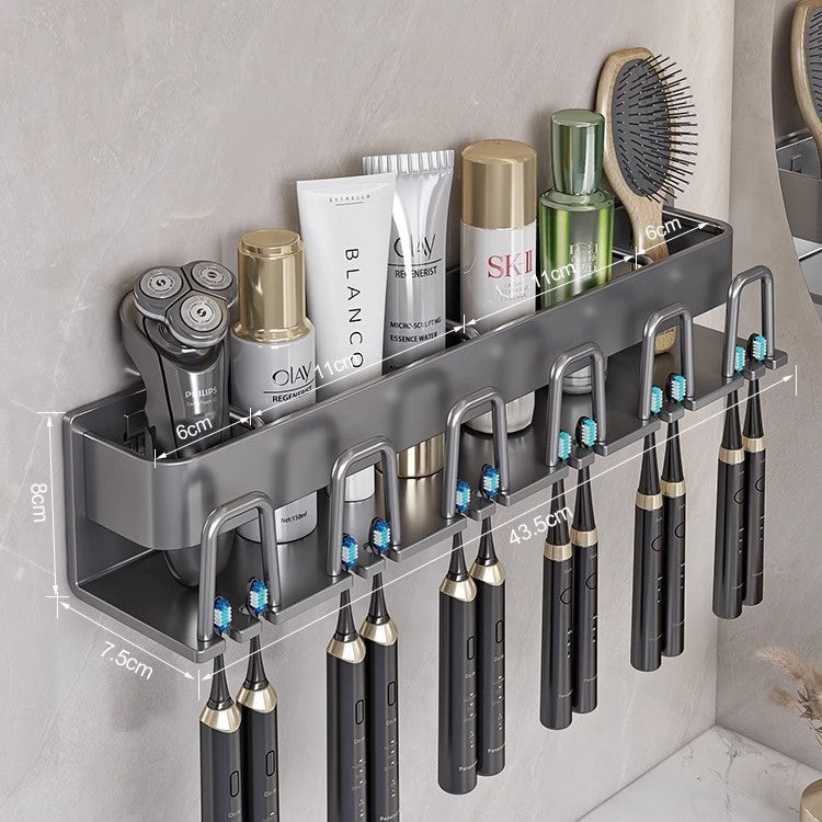 Toothbrush Storage Rack Non-Punch Brush Cup Mouthwash Cup Rack Wall-Mounted Bathroom Household Toothware Hanger