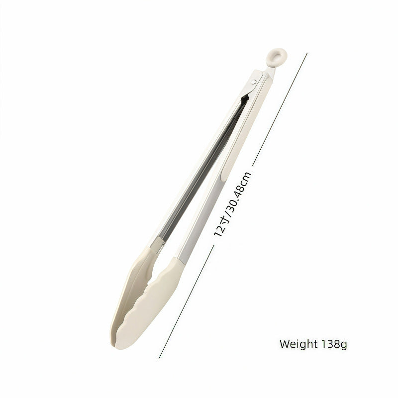 Silicone Clips for Kitchen Non-Stick Pans, Anti-Scalding and High Temperature Resistance, Household Barbecue and Steak Special Set, Stainless Steel Food Clips