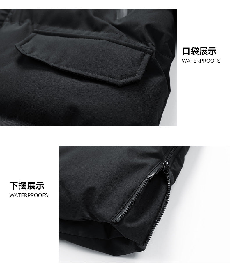 New Long Men's Big Wool Collar Thickened Extra Large Warm and Cold-proof Fashionable Jacket for Youth Fashionable Couple Clothes plus size Bread Clothes