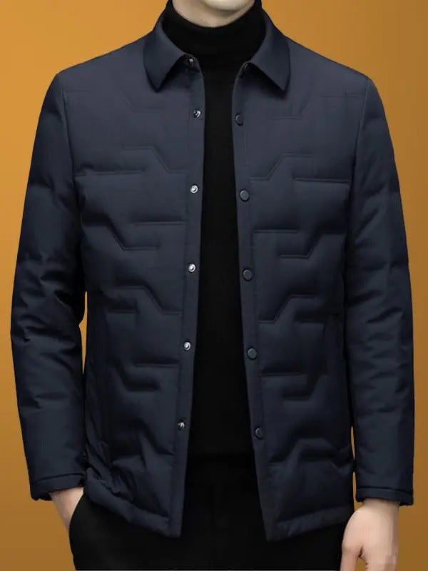 Middle-Aged Men's Autumn and Winter Lapel Jacket, Dad's Cotton Coat, Thickened Warm Cotton-Padded Jacket, Men's Winter Cotton Coat