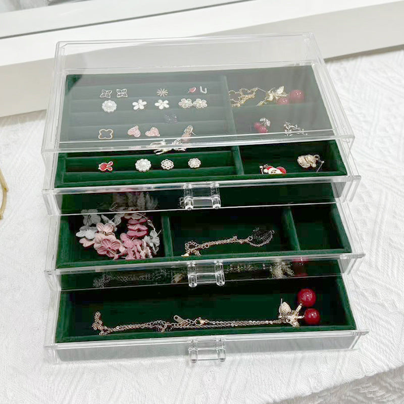 Jewelry Box Storage Box Desktop Anti-Oxidation Earrings Necklace Ring Hairpin Display Stand High-End Hand Jewelry Box