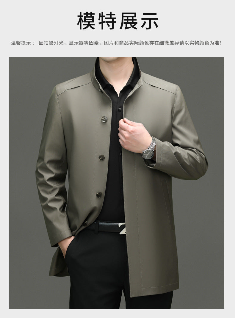 Is the brand of middle-aged and elderly men's windbreaker coat 2024 new winter stand collar long business dad cotton-padded jacket
