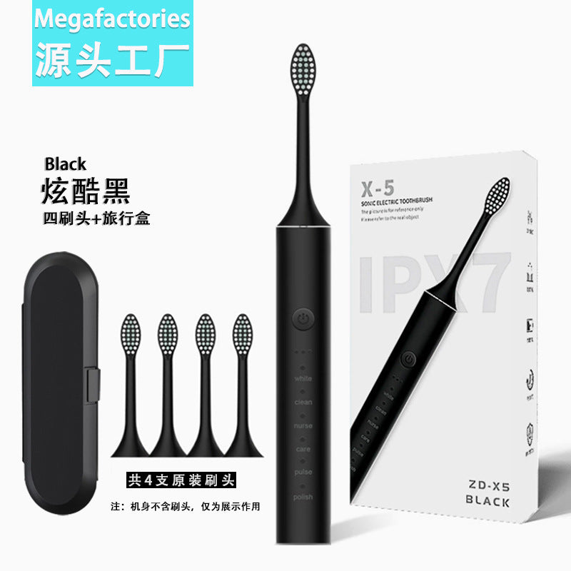 Factory wholesale soft bristle toothbrush flusher portable adult children universal ultrasonic electric toothbrush charging