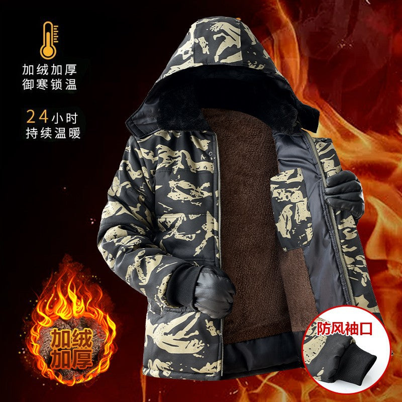 Winter cotton-padded coat men's fleece-lined thickened new camouflage camouflage cotton-padded jacket jacket cold-proof labor protection cotton-padded jacket cold storage overalls