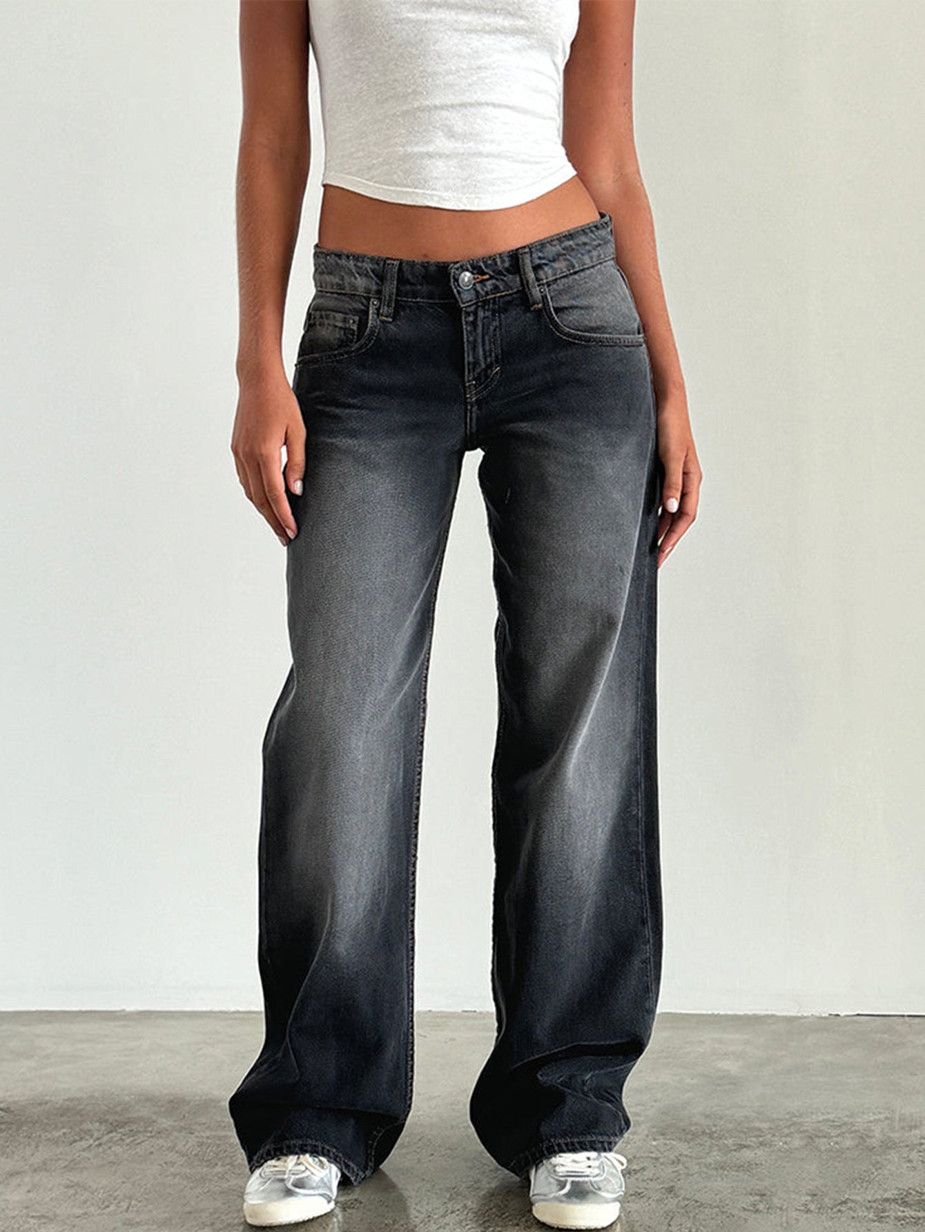 Amazon AliExpress TEMU New Cross-border Special for High Quality European and American Women Straight Tube Micro Horn Denim Pants