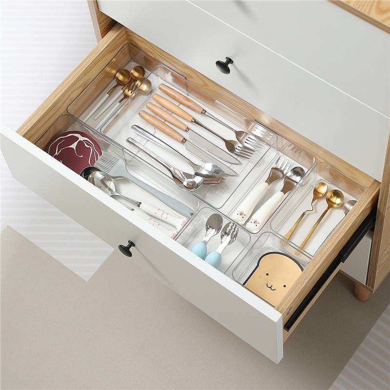 Kitchen Drawer Divider Tableware Storage Box Cabinet Built-In Telescopic Compartment Knife, Fork and Chopsticks Storage Rack Kitchen Utensil Storage