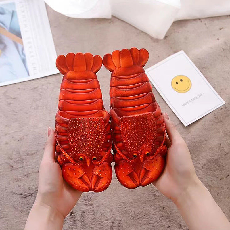 2025 New Personalized Slippers Summer Men and Women Couple Sandals Cartoon Crayfish Slippers Funny Beach Slippers