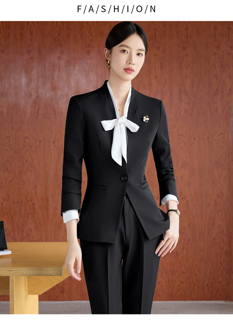 High-End Spring & Fall Hotel Front Desk Professional Wear Long-Sleeved Sales Department Reception 4S Store Sales Consultant Fashion Suit Suit