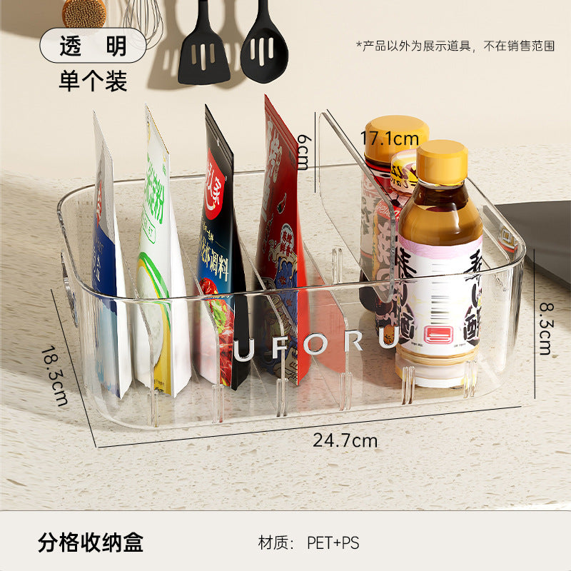 Seasoning Storage Box Household Kitchen Large Capacity Plastic Storage Box Multifunctional Sub-format Cabinet Sundries Storage Rack