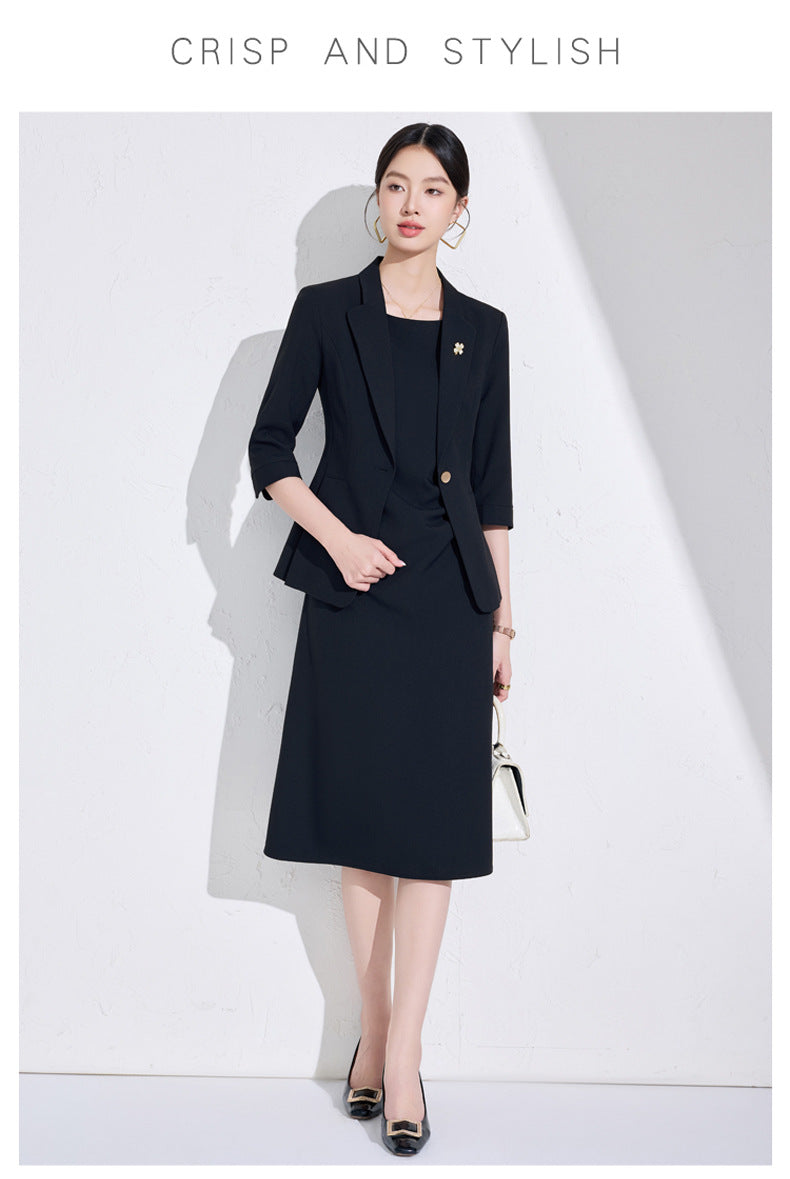 Pink High-End Three-Quarter Sleeve Blazer Women's Pants Dress Business Attire Two-Piece Suit High-End Elegant Trendy