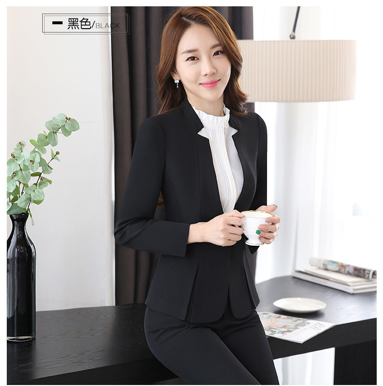 Long Sleeve Spring and Autumn Business Suit Women's Slim Fit Beauty Salon Hotel Work Clothes White Collar Interview Dress Suit Dress
