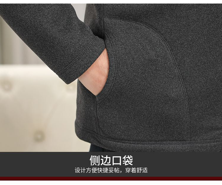 Plus Size Elderly Thermal Clothing Fleece-Lined Thickeneded Cardigan Grandpa Dad Autumn and Winter Outwear Middle-Aged and Elderly Cotton Clothing Men's Clothing