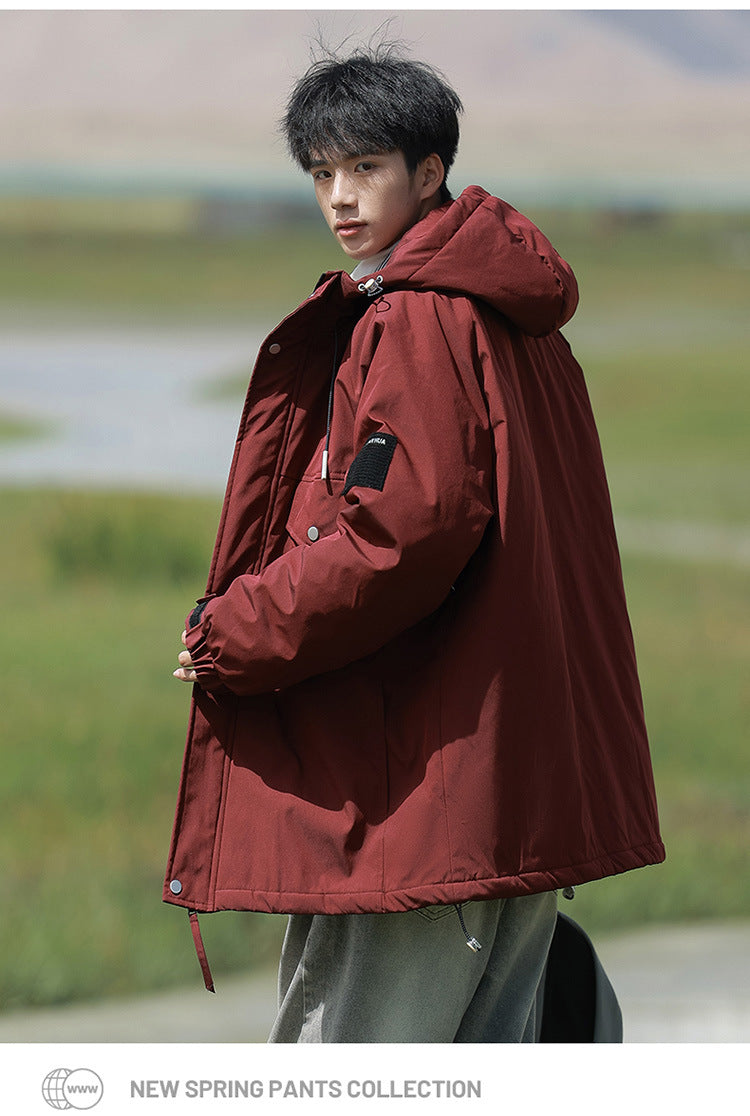 Woodpecker Assault down Cotton Jacket Men's Winter Thickeneded Warm Work Jacket Cotton Jacket New Hooded Winter Jacket