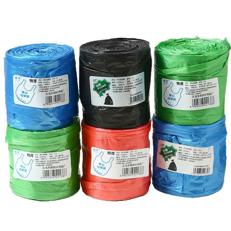 Household Thickeneded Satchel Garbage Bags Household Plastic Bags Kitchen Dormitory Disposable Flat Mouth Hotel Garbage Bags