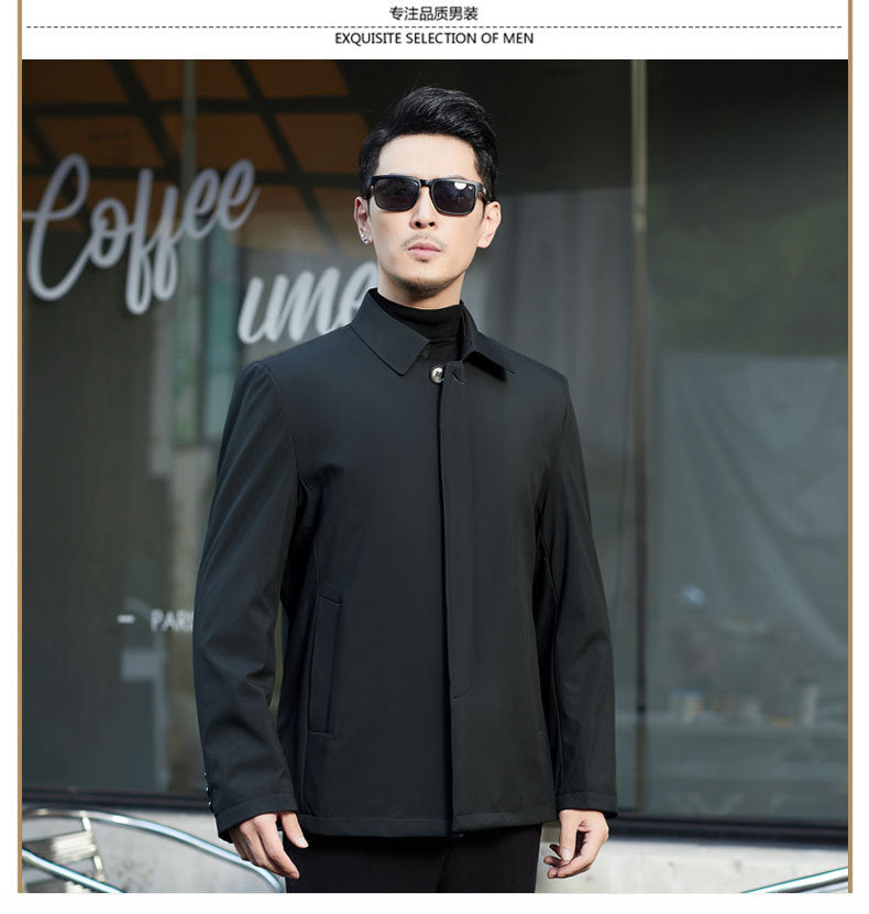 2024 Winter Coat Thickened Cotton-padded Jacket Men's High-grade Mulberry Silk Cotton-padded Jacket for Middle-aged and Elderly Dads Business Casual Jacket