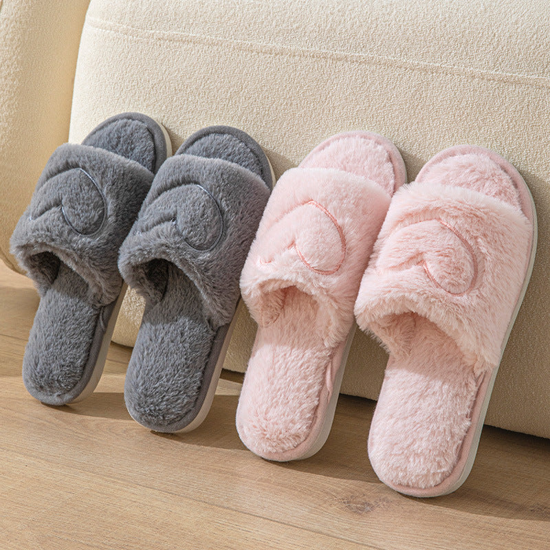 Cross-border Mao Mao Open One-word Open Toe TPR Men and Women Couple Indoor and Outdoor Home Cotton Slippers Four Seasons Wool Slippers