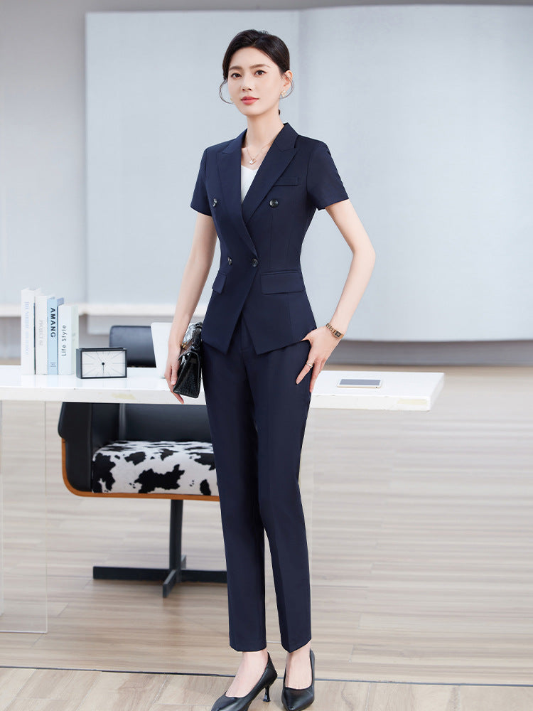 High-End Short-Sleeved Suit for Women 2025 Summer New Style Professional Wear Hotel Manager Bank Work Clothes