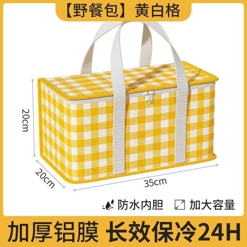 Insulated Box Large Capacity Thickened Aluminum Film Picnic Bag Outdoor Portable Picnic Basket Camping Foldable Picnic Basket